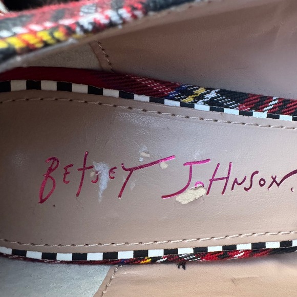 Betsey Johnson Heel 9 Christmas Red Plaid Bow Stiletto Pointed Toe Pumps Holiday - Picture 6 of 10